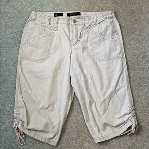 Nine West Jeans women’s 6/28 tan pants knee hugger with draw string legs